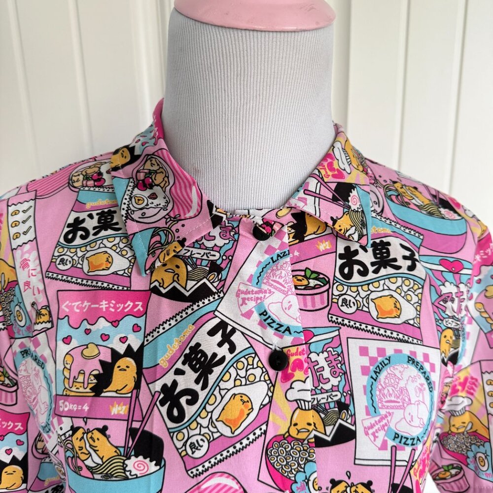 Blackmilk x Sanrio Gudetama Food Short Sleeve Shirt Dress - Picture 4 of 11